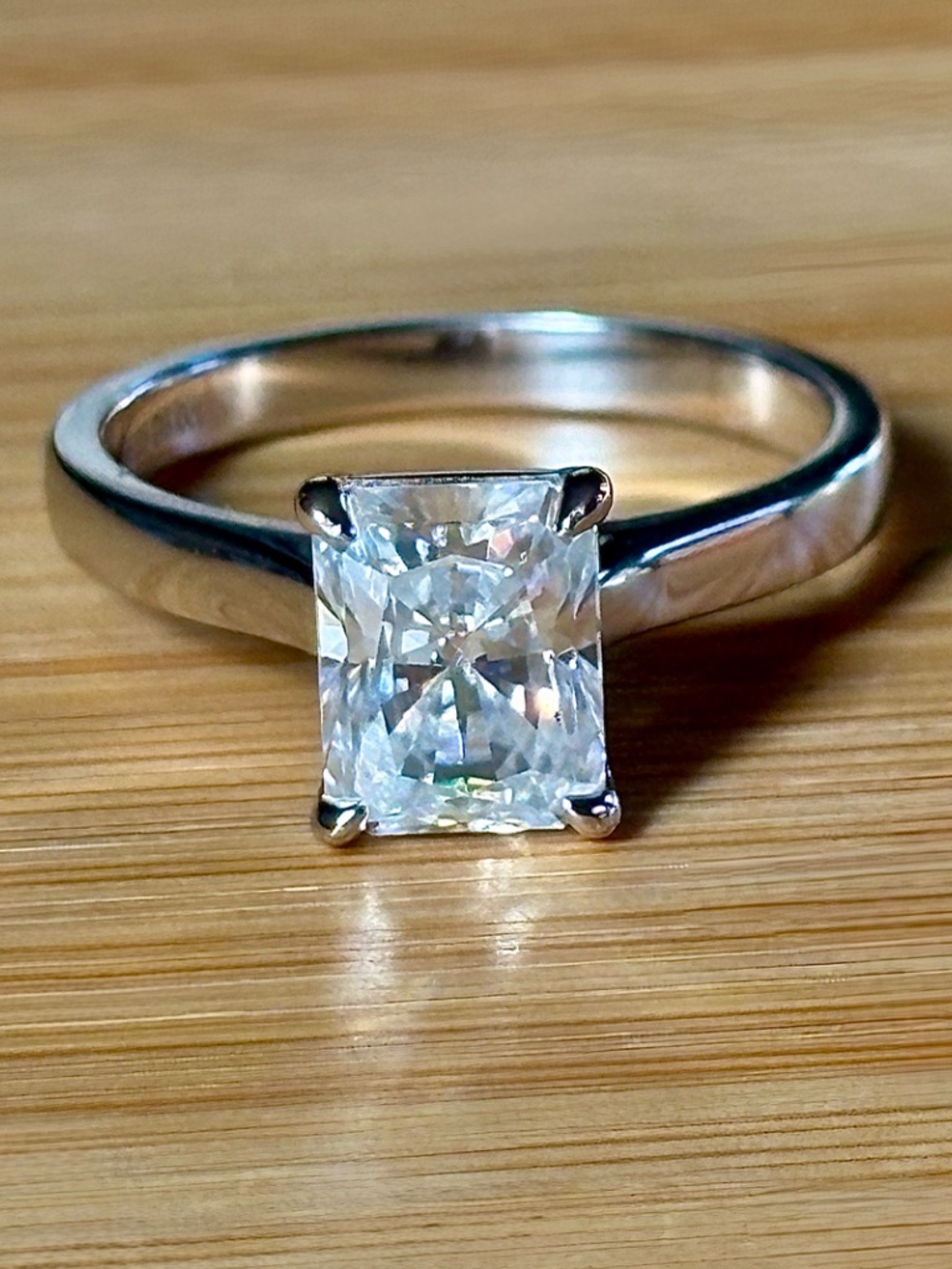 A certified 3ct radiant Moissanite solitaire in solid sterling silver and 18k! - Picture 12 of 16